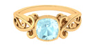 Rosec Jewels-2 CT Vintage Style Cushion Sky Blue Topaz Solitaire Ring in Bezel Setting