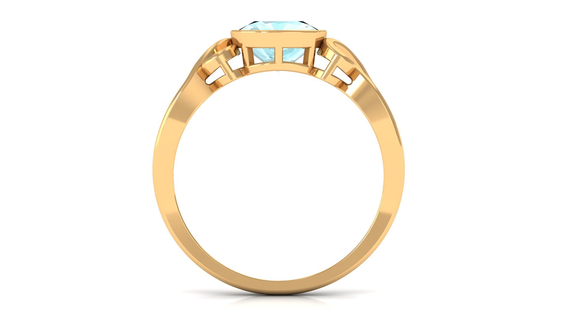 Rosec Jewels-2 CT Vintage Style Cushion Sky Blue Topaz Solitaire Ring in Bezel Setting