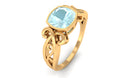 Rosec Jewels-2 CT Vintage Style Cushion Sky Blue Topaz Solitaire Ring in Bezel Setting