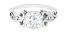 Rosec Jewels-Cushion Cut Cubic Zirconia Vintage Inspired Solitaire Ring in Bezel Setting