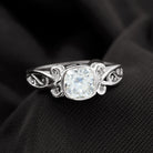 Rosec Jewels-Cushion Cut Cubic Zirconia Vintage Inspired Solitaire Ring in Bezel Setting