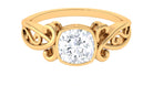 Rosec Jewels-Cushion Cut Cubic Zirconia Vintage Inspired Solitaire Ring in Bezel Setting