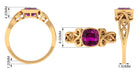 Rosec Jewels-Vintage Style Cushion Cut Rhodolite Solitaire Ring in Bezel Setting