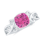 Rosec Jewels-Vintage Style Pink Tourmaline Solitaire Engagement Ring in Bezel Setting