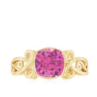 Rosec Jewels-Vintage Style Pink Tourmaline Solitaire Engagement Ring in Bezel Setting