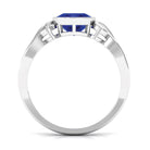 Rosec Jewels-Vintage Style Created Blue Sapphire Solitaire Engagement Ring in Bezel Setting