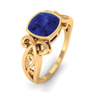 Rosec Jewels-Vintage Style Created Blue Sapphire Solitaire Engagement Ring in Bezel Setting