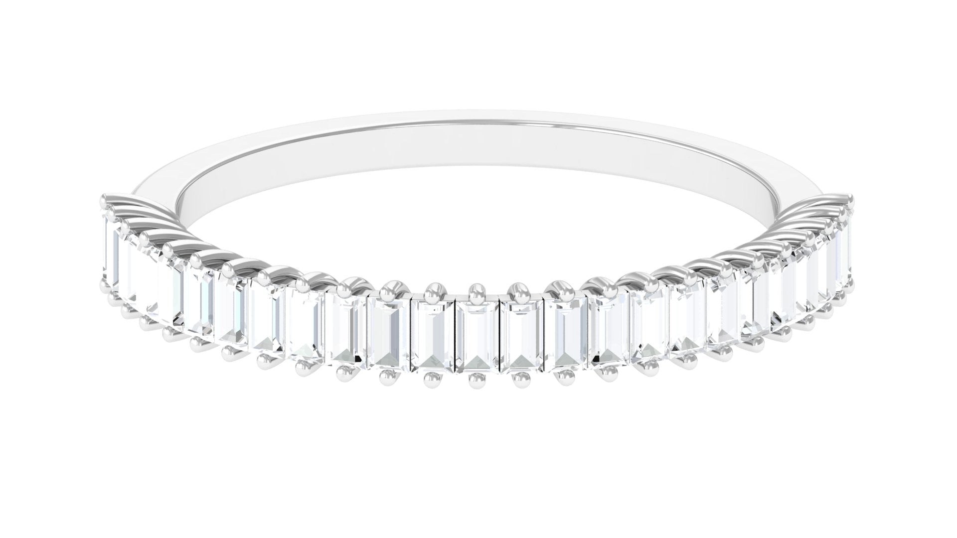 Rosec Jewels-Certified Baguette Moissanite Half Eternity Anniversary Band Ring