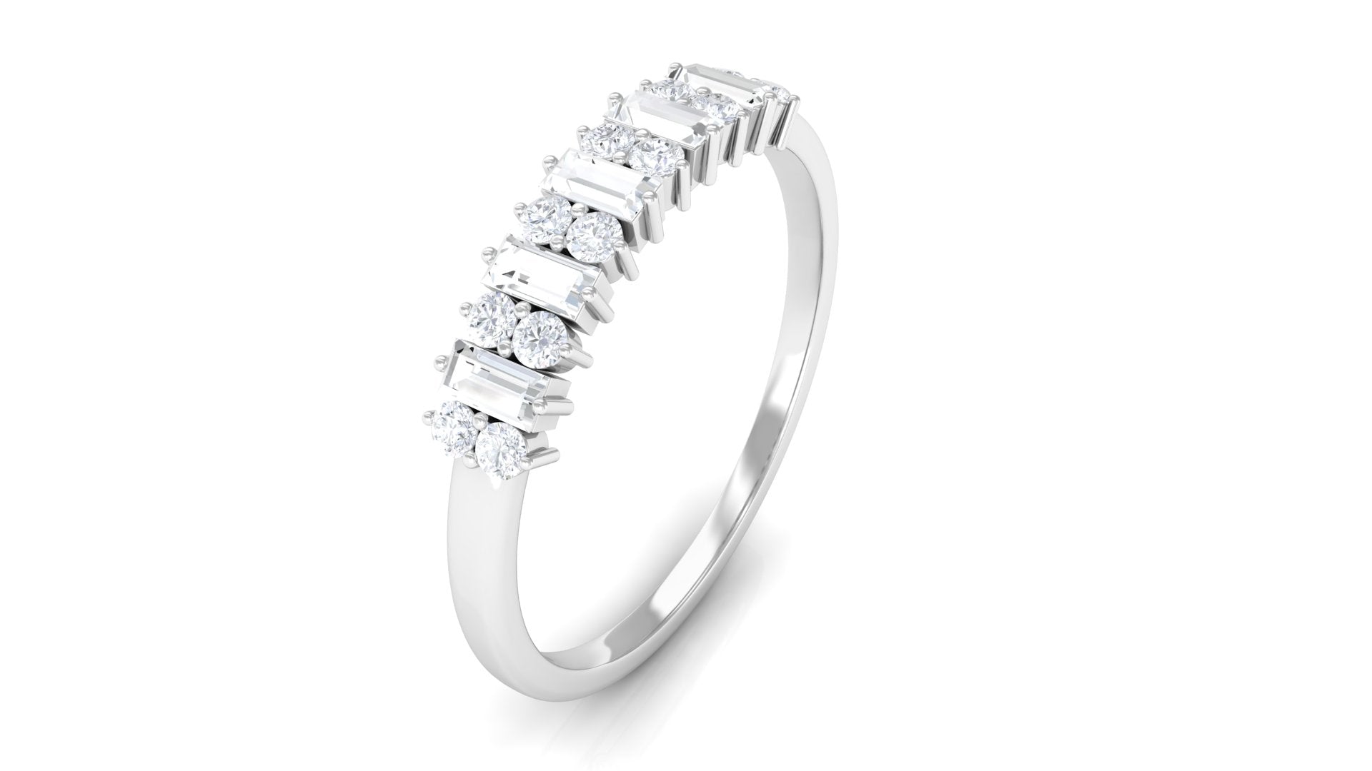 Rosec Jewels-Anniversary Band Ring with Certified Moissanite