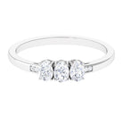 Rosec Jewels-Oval Moissanite Three Stone Promise Ring in Gold