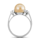 Rosec Jewels-7.75 CT Elegant South Sea Pearl Solitaire Engagement Ring with Diamond