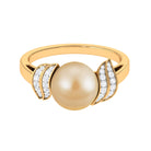 Rosec Jewels-7.75 CT Elegant South Sea Pearl Solitaire Engagement Ring with Diamond