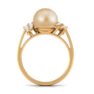 Rosec Jewels-7.75 CT Elegant South Sea Pearl Solitaire Engagement Ring with Diamond