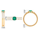 Rosec Jewels-Cushion shape Emerald and Diamond Anniversary Double Band Ring