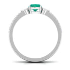 Rosec Jewels-Cushion shape Emerald and Diamond Anniversary Double Band Ring