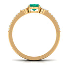 Rosec Jewels-Cushion shape Emerald and Diamond Anniversary Double Band Ring