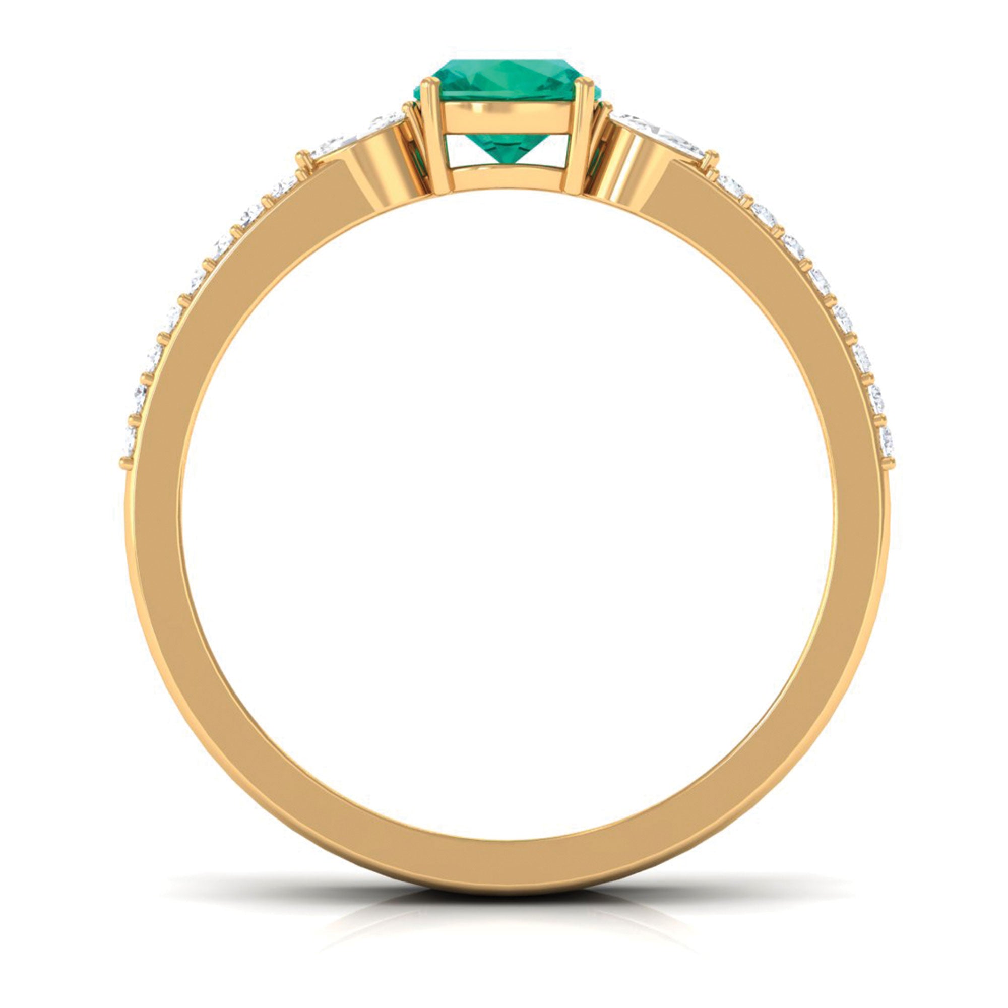 Rosec Jewels-Cushion shape Emerald and Diamond Anniversary Double Band Ring