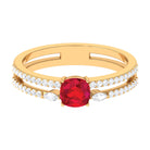 Rosec Jewels-Lab Grown Ruby Anniversary Double Band Ring with Diamond