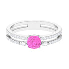 Rosec Jewels-Created Pink Sapphire and Diamond Anniversary Double Band Ring