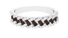 Rosec Jewels-1 CT Baguette Smoky Quartz and Diamond Braided Half Eternity Band Ring