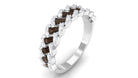 Rosec Jewels-1 CT Baguette Smoky Quartz and Diamond Braided Half Eternity Band Ring