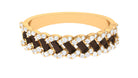 Rosec Jewels-1 CT Baguette Smoky Quartz and Diamond Braided Half Eternity Band Ring