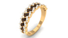 Rosec Jewels-1 CT Baguette Smoky Quartz and Diamond Braided Half Eternity Band Ring