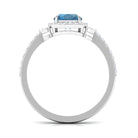 Rosec Jewels-Natural London Blue Topaz Halo Engagement Ring with Diamond