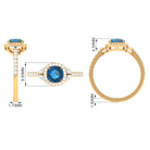 Rosec Jewels-Natural London Blue Topaz Halo Engagement Ring with Diamond