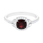 Rosec Jewels-2 CT Natural Garnet Halo Engagement Ring with Diamond