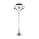 Rosec Jewels-2 CT Natural Garnet Halo Engagement Ring with Diamond