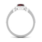 Rosec Jewels-2 CT Natural Garnet Halo Engagement Ring with Diamond