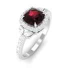 Rosec Jewels-2 CT Natural Garnet Halo Engagement Ring with Diamond