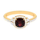 Rosec Jewels-2 CT Natural Garnet Halo Engagement Ring with Diamond