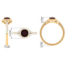 Rosec Jewels-2 CT Natural Garnet Halo Engagement Ring with Diamond