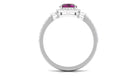 Rosec Jewels-2 CT Cushion Cut Rhodolite Halo Engagement Ring with Diamond