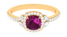 Rosec Jewels-2 CT Cushion Cut Rhodolite Halo Engagement Ring with Diamond