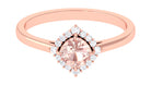 Rosec Jewels-Cushion Cut Morganite Engagement Ring with Diamond Halo