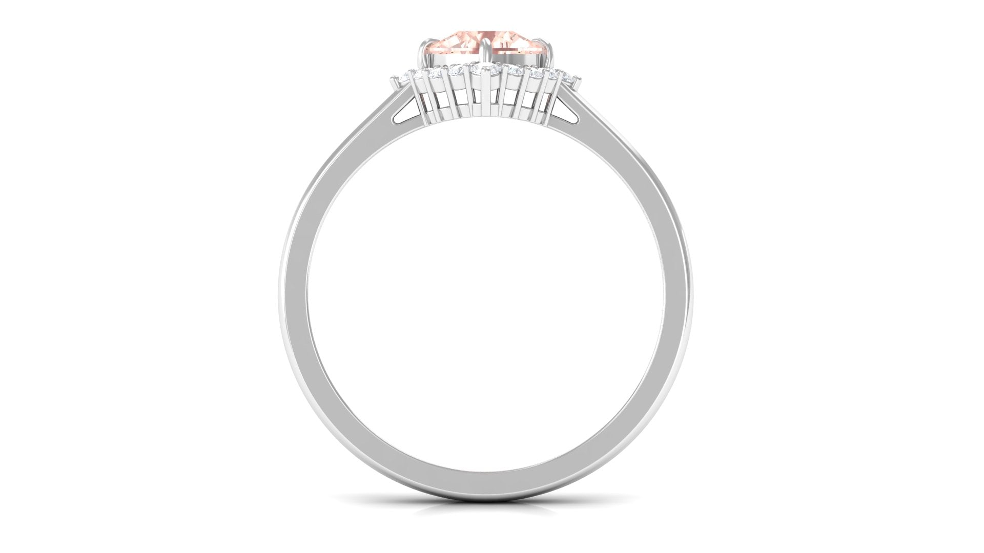 Rosec Jewels-Cushion Cut Morganite Engagement Ring with Diamond Halo