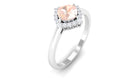 Rosec Jewels-Cushion Cut Morganite Engagement Ring with Diamond Halo