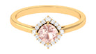 Rosec Jewels-Cushion Cut Morganite Engagement Ring with Diamond Halo