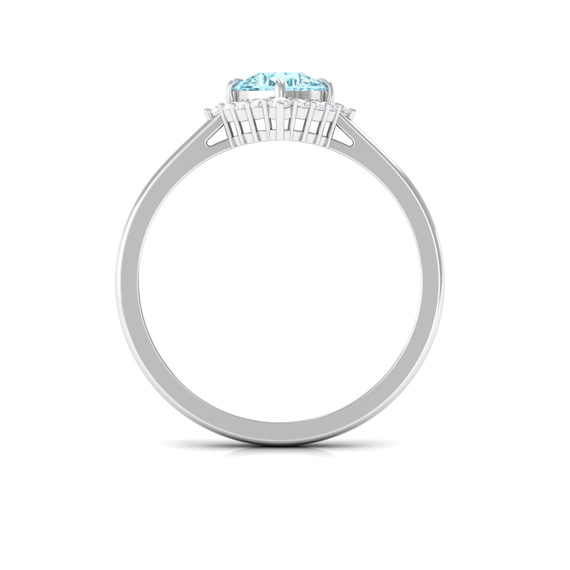 Rosec Jewels-Cushion Cut Aquamarine and Diamond Halo Engagement Ring