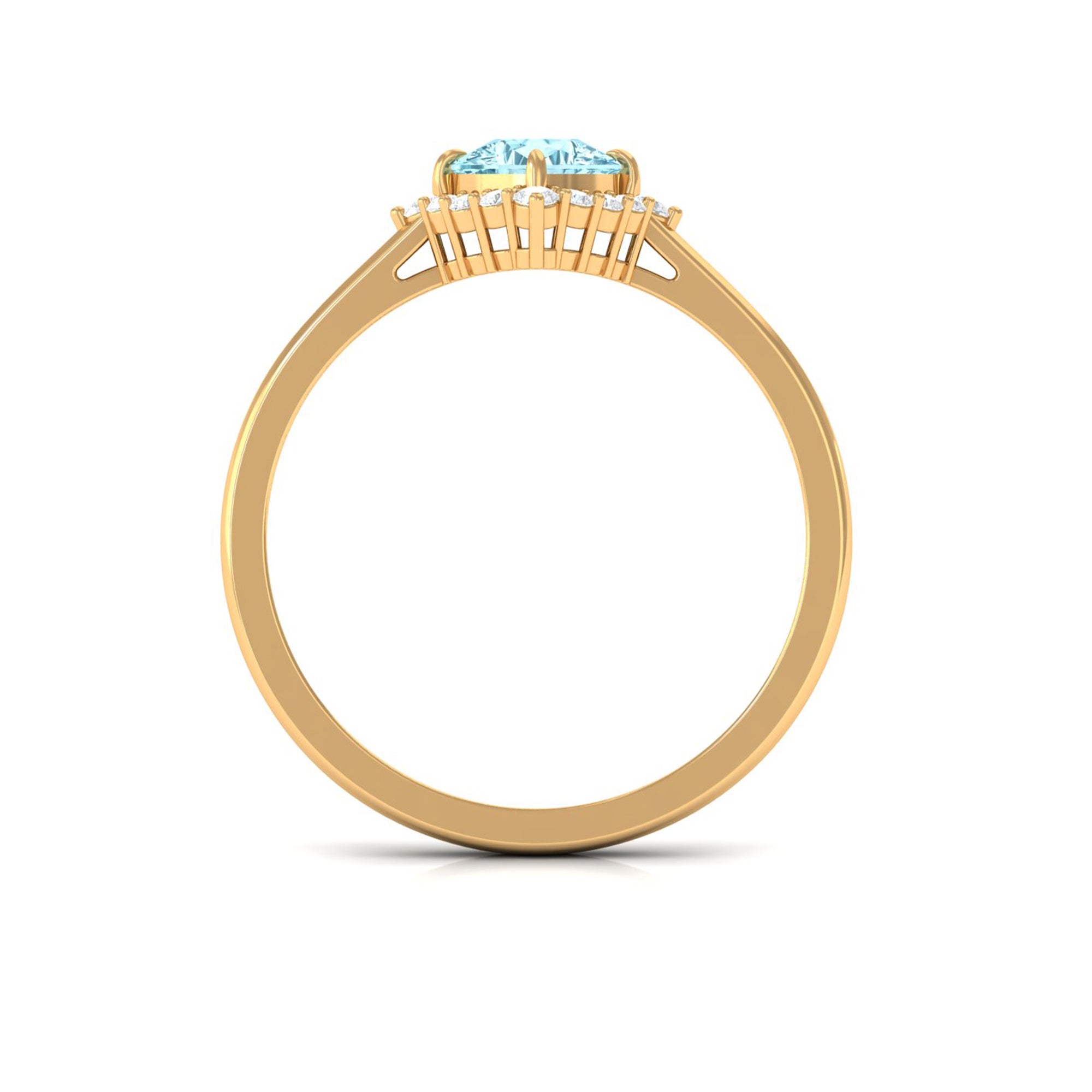 Rosec Jewels-Cushion Cut Aquamarine and Diamond Halo Engagement Ring