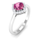 Rosec Jewels-Real Pink Tourmaline Engagement Ring with Diamond Halo