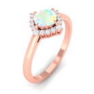 Rosec Jewels-Cushion Cut Ethiopian Opal Halo Engagement Ring with Diamond