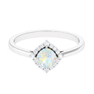 Rosec Jewels-Cushion Cut Ethiopian Opal Halo Engagement Ring with Diamond