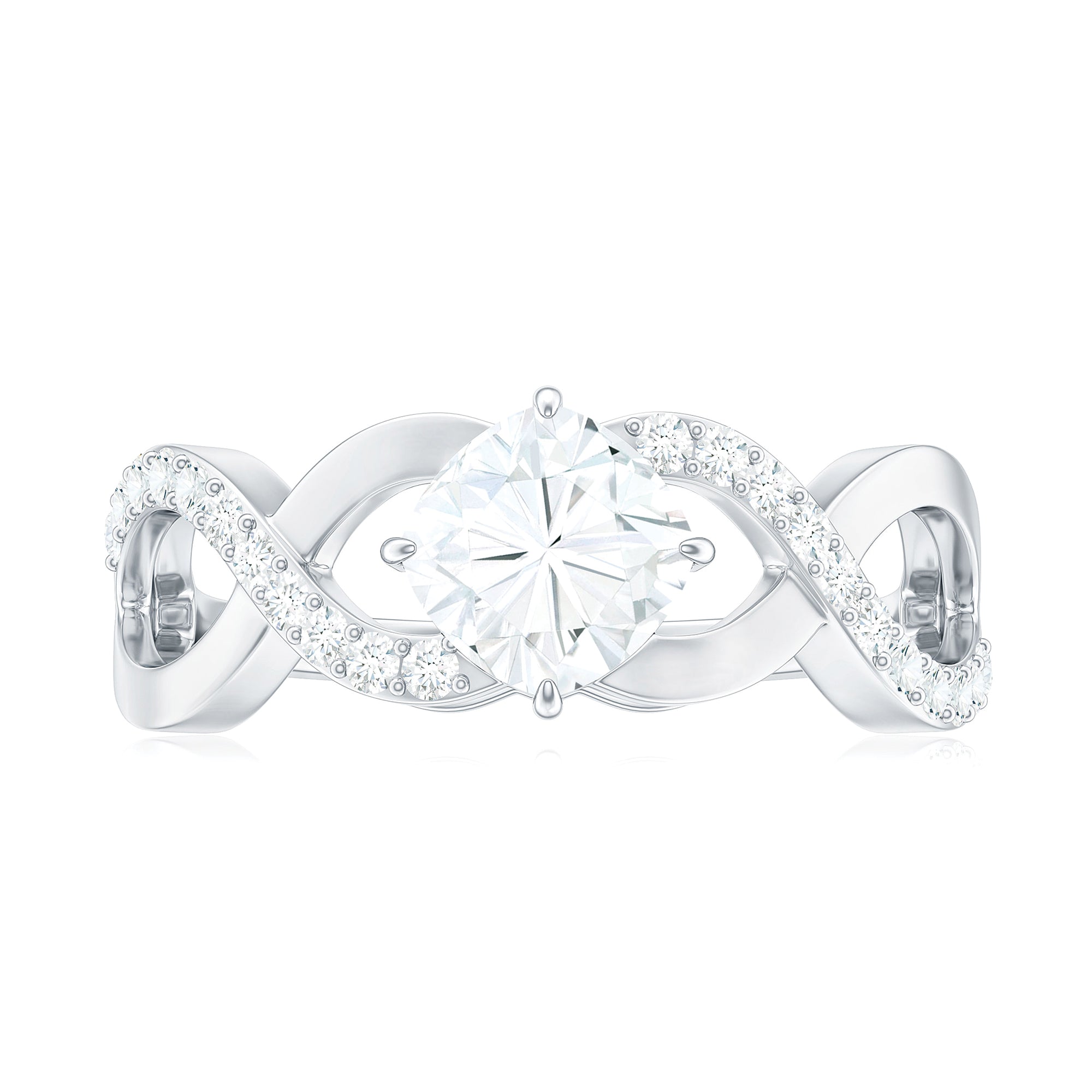 Rosec Jewels-Cushion Cut Certified Moissanite Infinity Style Engagement Ring