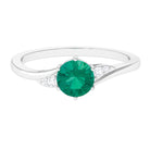 Rosec Jewels-1 CT Round Emerald Solitaire Engagement Ring with Diamond