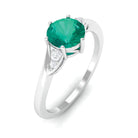 Rosec Jewels-1 CT Round Emerald Solitaire Engagement Ring with Diamond