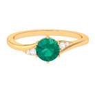 Rosec Jewels-1 CT Round Emerald Solitaire Engagement Ring with Diamond